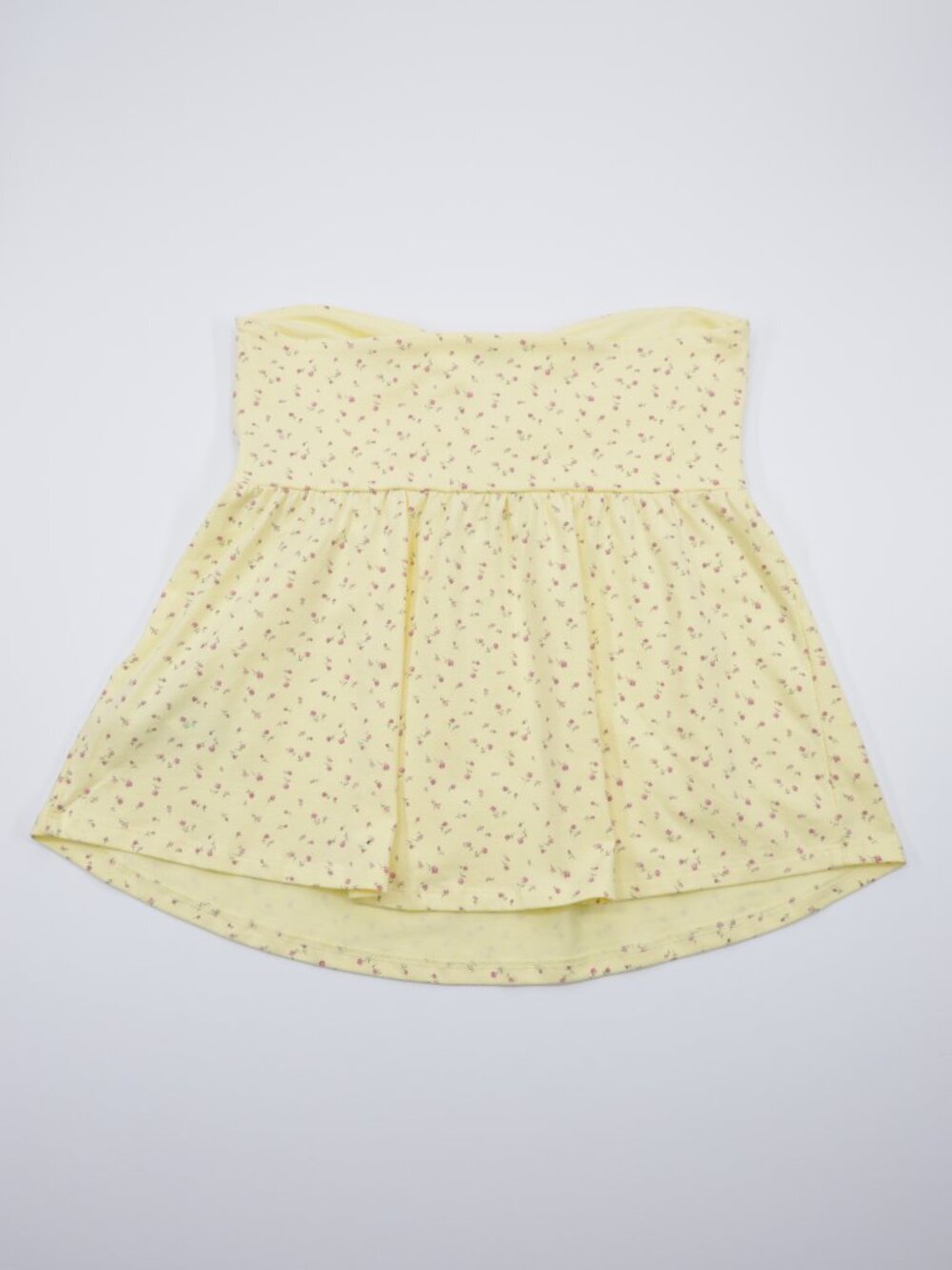 Hollister Women's Floral Soft Strapless Cinched Babydoll Top Yellow Size XL - Picture 5 of 8